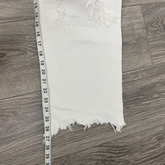 We The Free People White Denim Distressed Raw Edge Open Knee Button Fly Jeans 30 - Picture 14 of 16